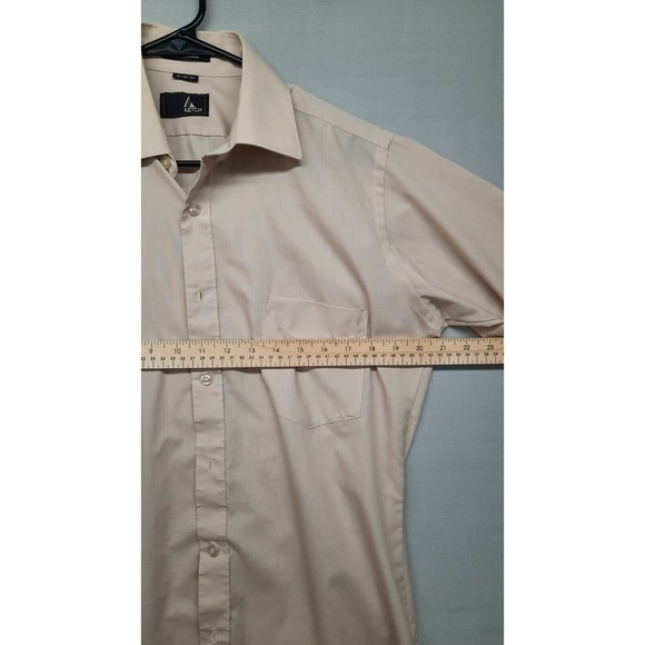 Ketch Striped Button Down Front Shirt Tan Size 15 / 32/33 - Picture 5 of 7